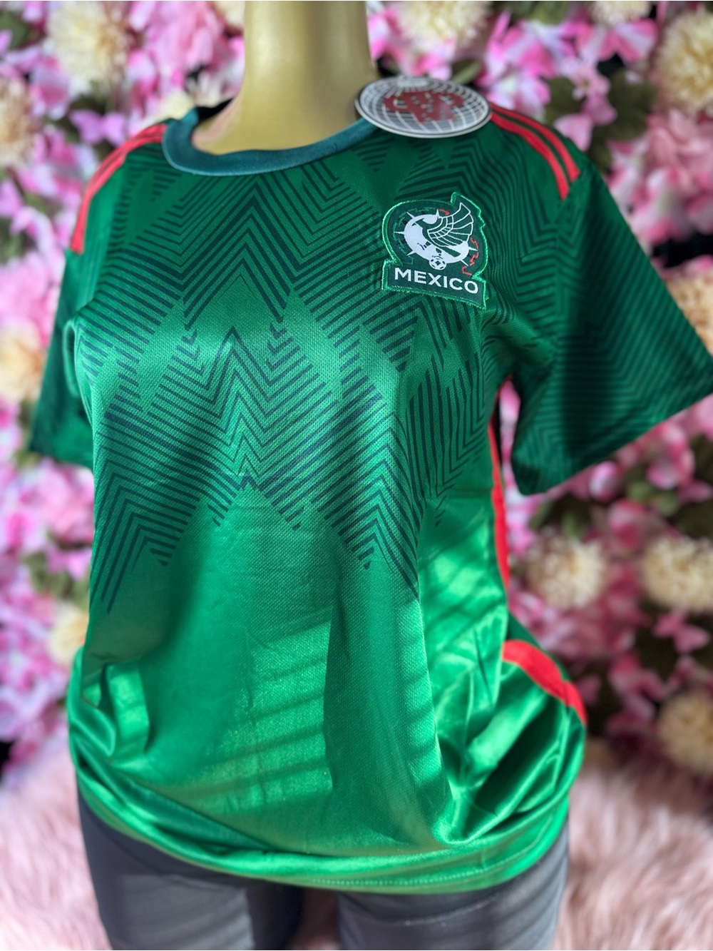 Unisex Mexico Green Men's Soccer Jersey - Team Graphic Short Sleeve Shirt - Picture 4 of 7